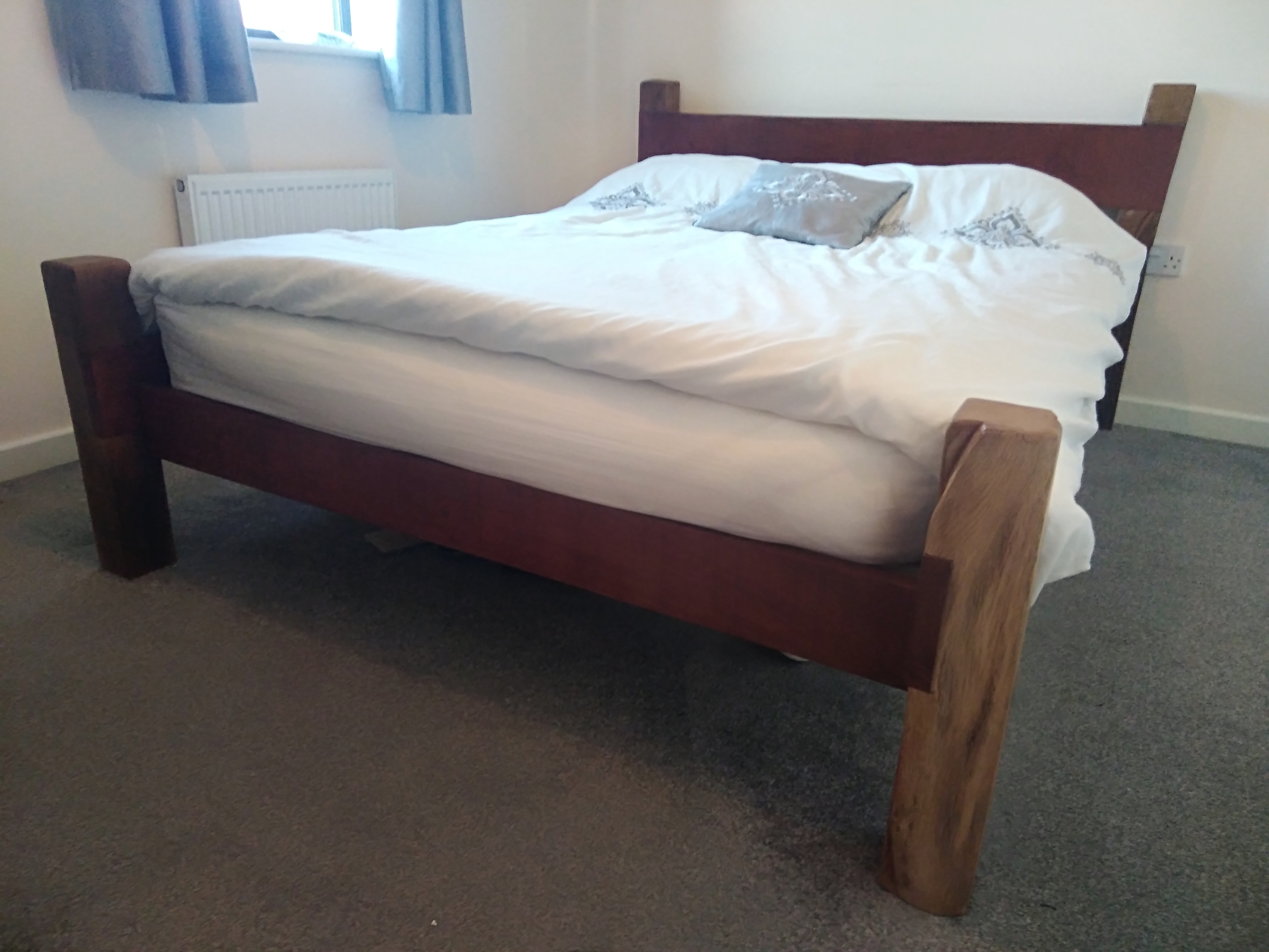 Oak and Mahogany Bed Wooden Bed
