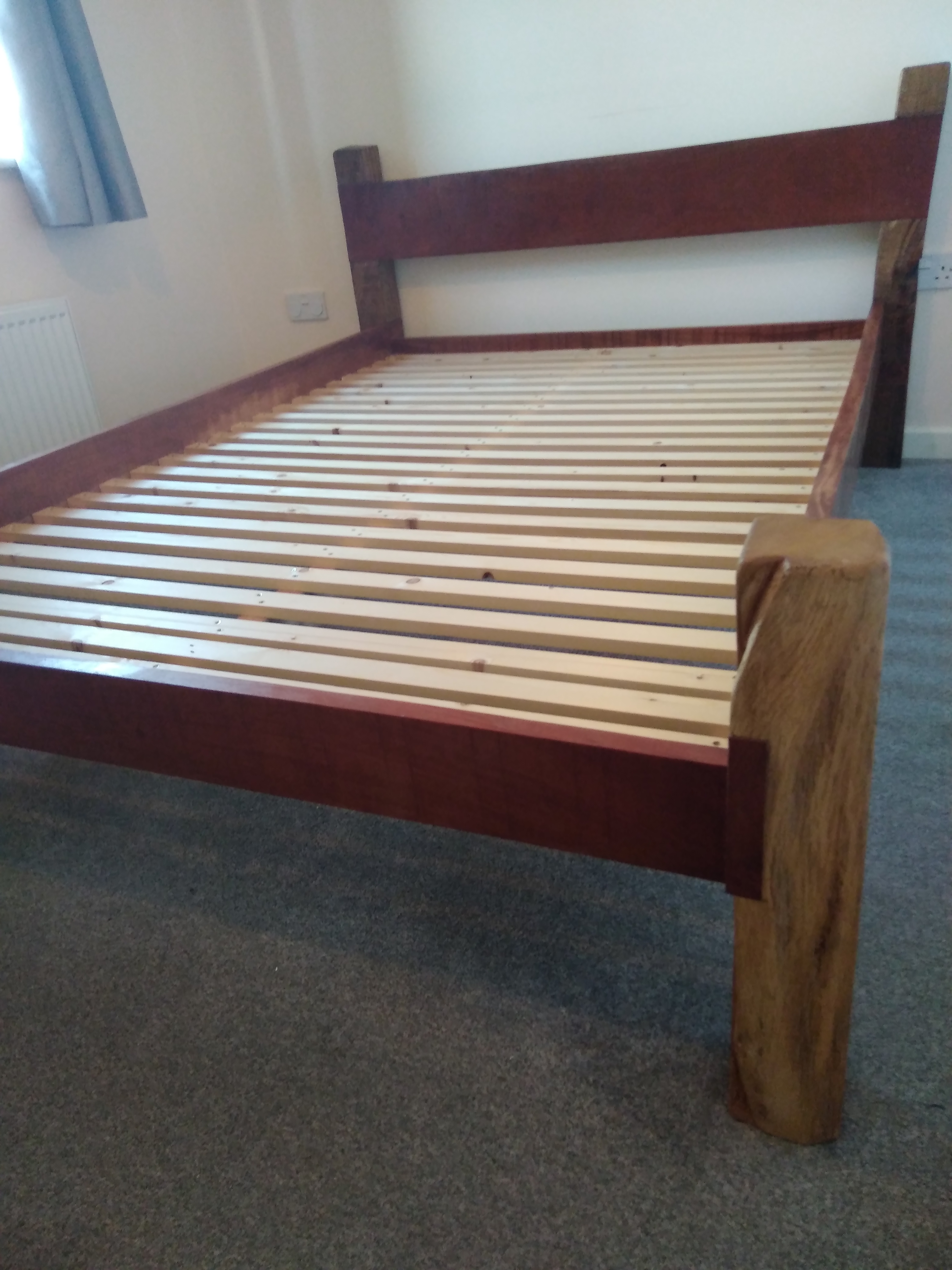 Oak and Mahogany Bed Wooden Bed